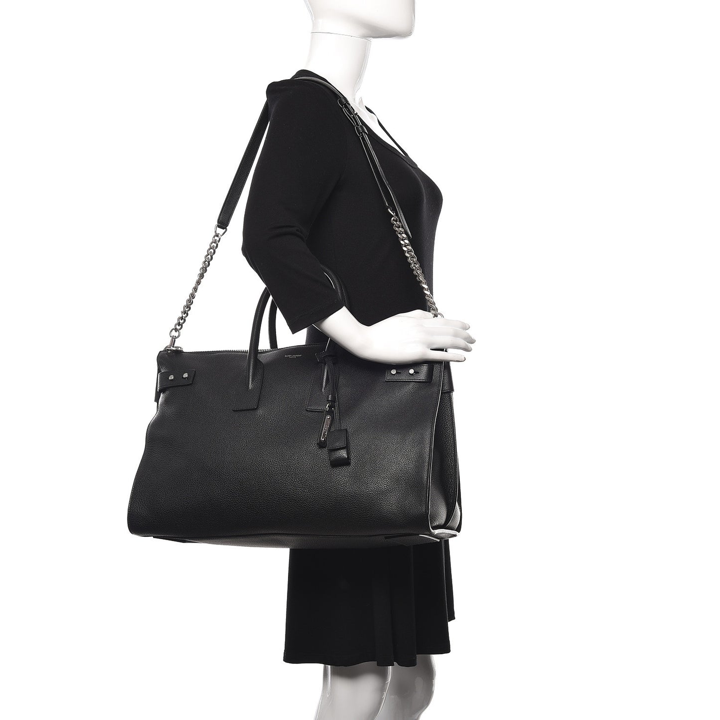Grained Calfskin Medium Souple Sac De Jour Duffle Black