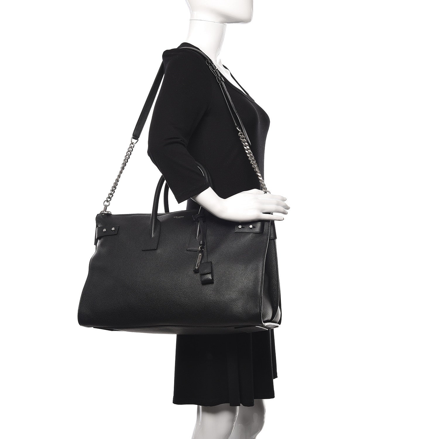 Saint Laurent Grained Calfskin Medium Souple Sac De Jour Duffle Black 2 of 9