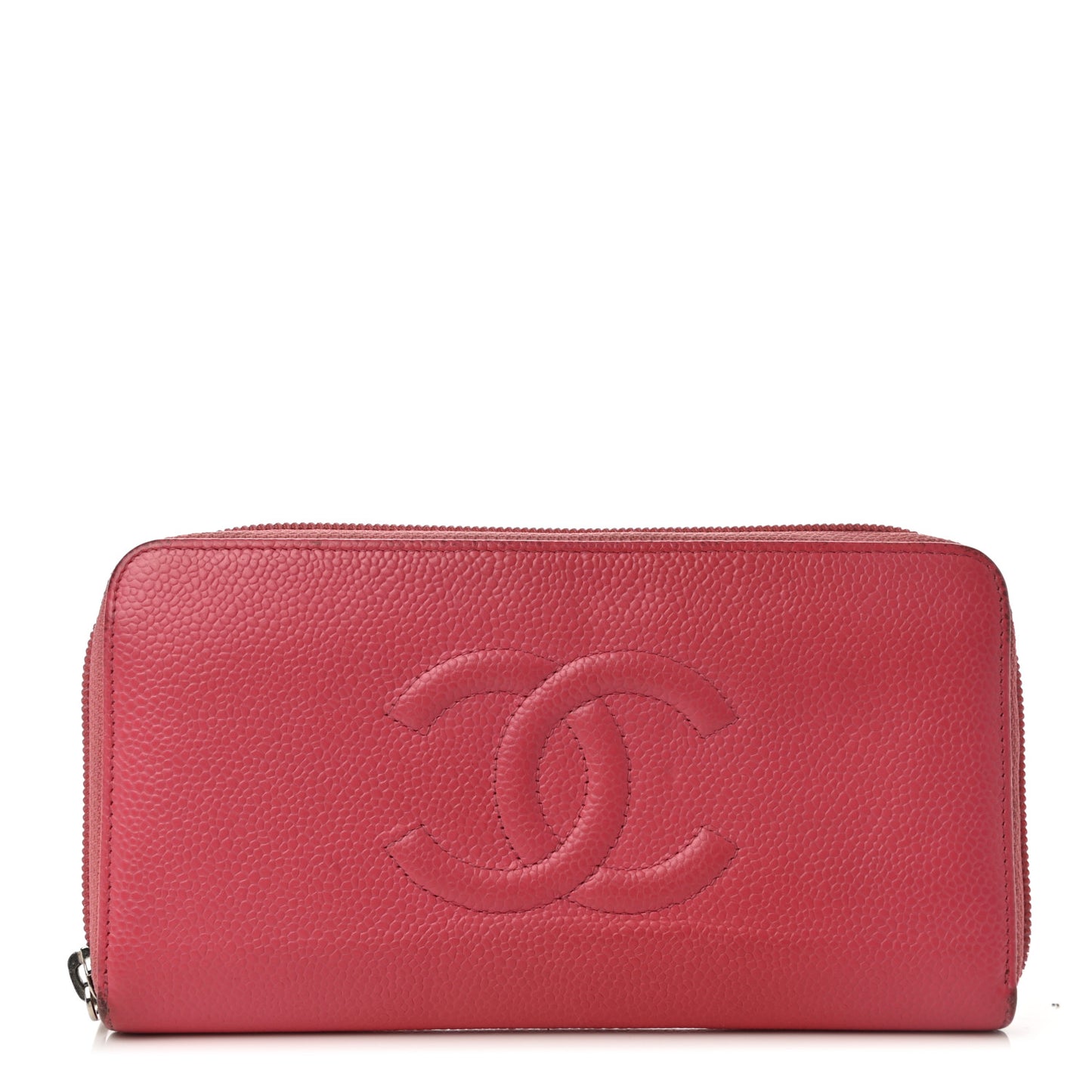 Caviar Large Timeless CC Zip Around Wallet Pink