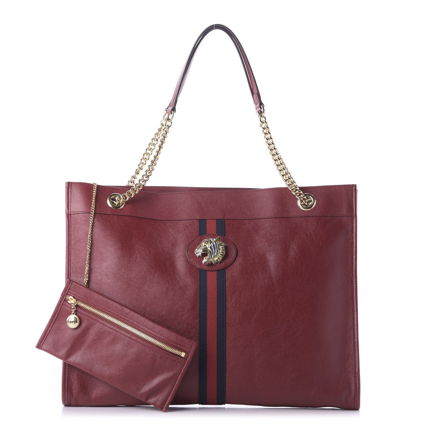 Calfskin Large Rajah Chain Tote Romantic Cherry
