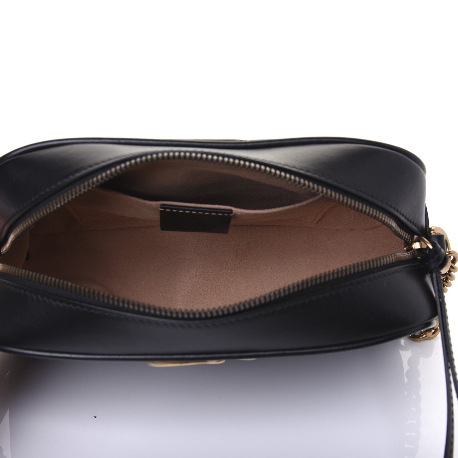Gucci Calfskin Matelasse Small GG Marmont Chain Shoulder Bag Black 5 of 13