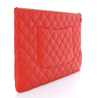 Chanel Lambskin Quilted Large Cuba Cosmetic Case Red 3 of 9