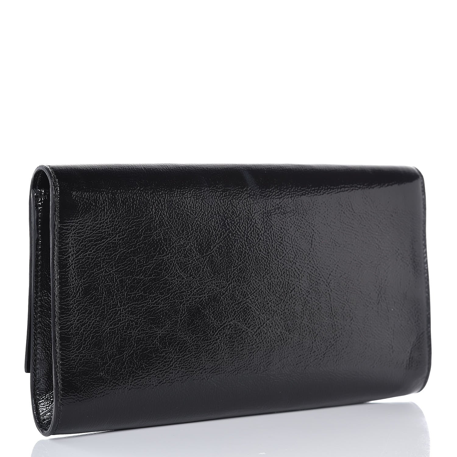 Saint Laurent Textured Patent Monogram Large Belle De Jour Clutch Black 3 of 9