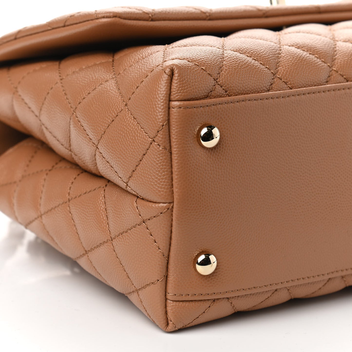 Caviar Quilted Small Coco Handle Flap Brown