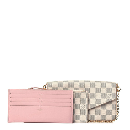 Louis Vuitton Damier Azur Pochette Felicie Chain Wallet Rose Ballerine 1 of 14