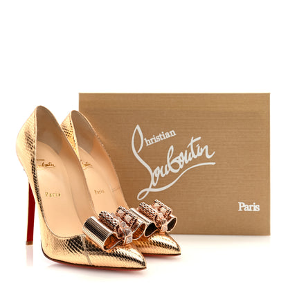 Christian Louboutin Ayers Metal Nodo Bow 120 Pumps 39 Gold 9 of 9