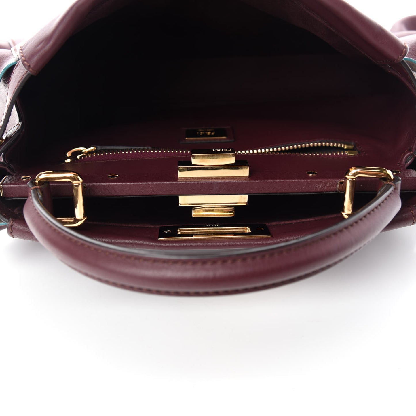 Vitello Seta Waves Bi-Color Medium Peekaboo Iconic Satchel Bordeaux Latte