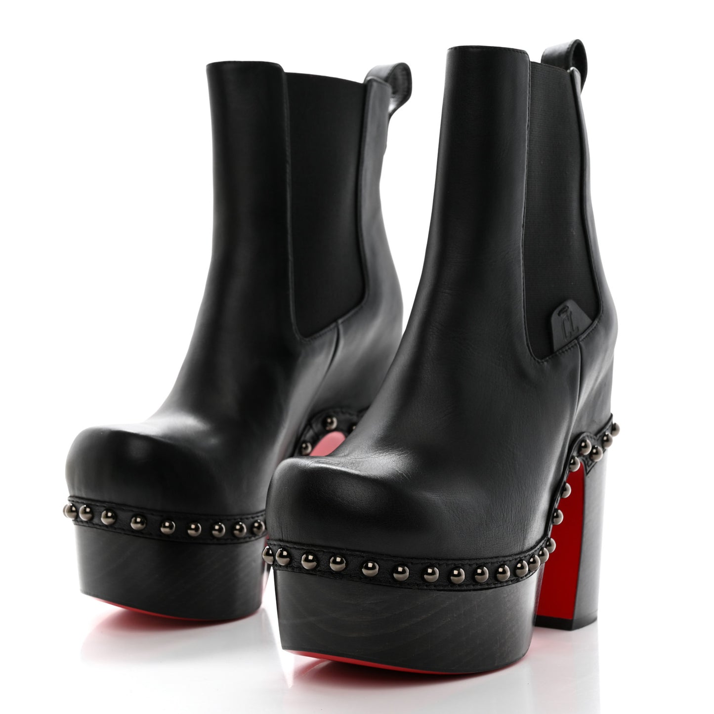 Calfskin Studded Joan 130 Booties 36.5 Black