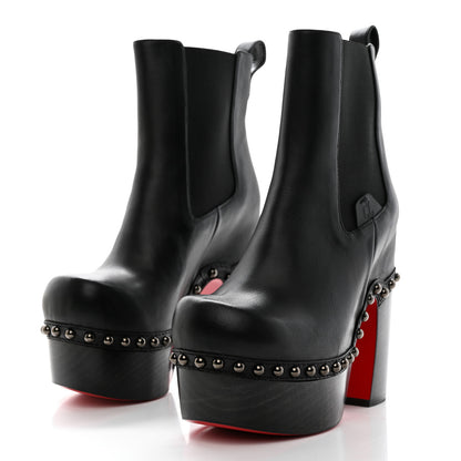 Christian Louboutin Calfskin Studded Joan 130 Booties 36.5 Black 3 of 8