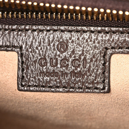 Gucci GG Supreme Monogram Textured Dollar Calfskin Web Small Ophidia Slip Handle Tote Beige Ebony New Acero 6 of 10