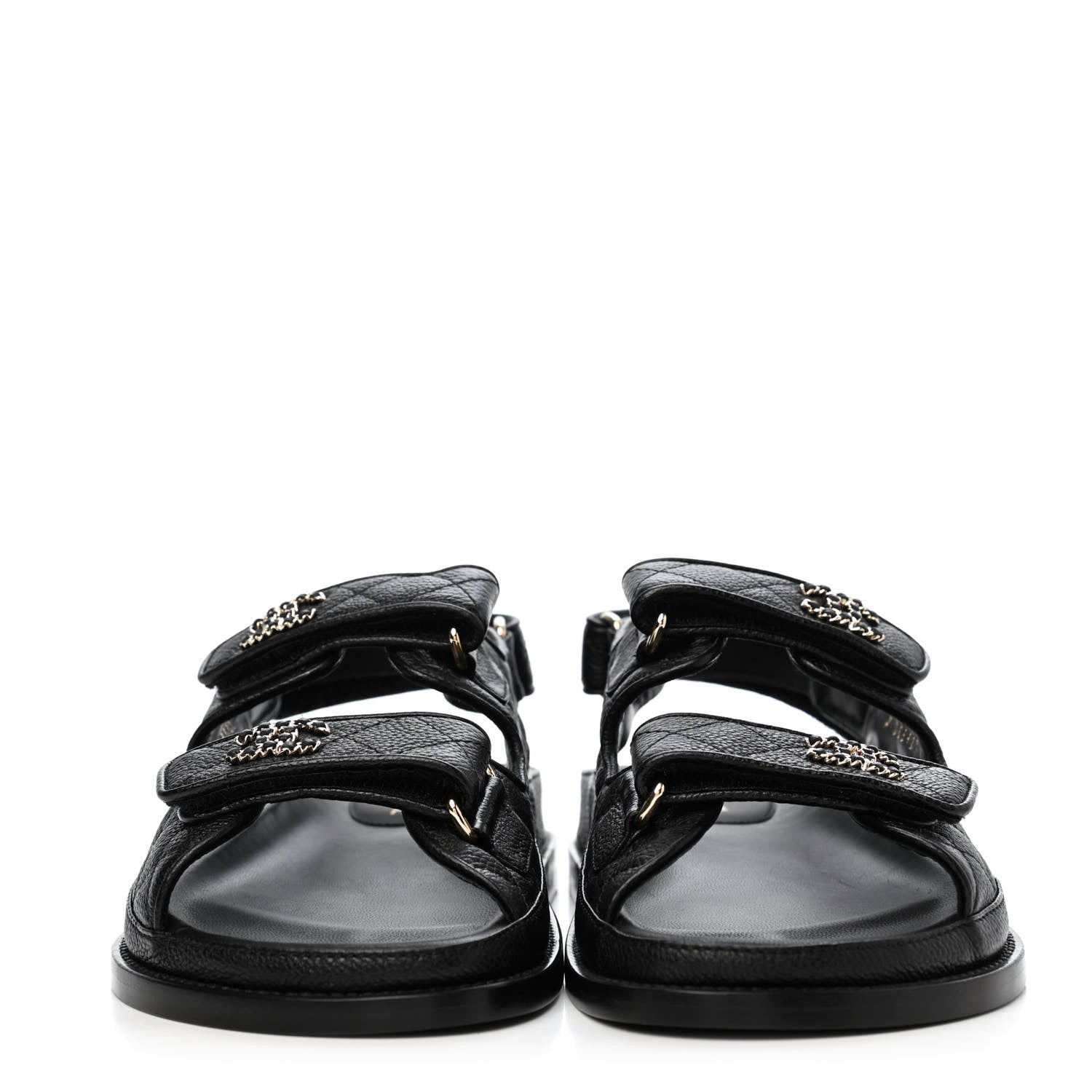 Chanel Grained Calfskin Velcro Dad Sandals 37 Black 2 of 4