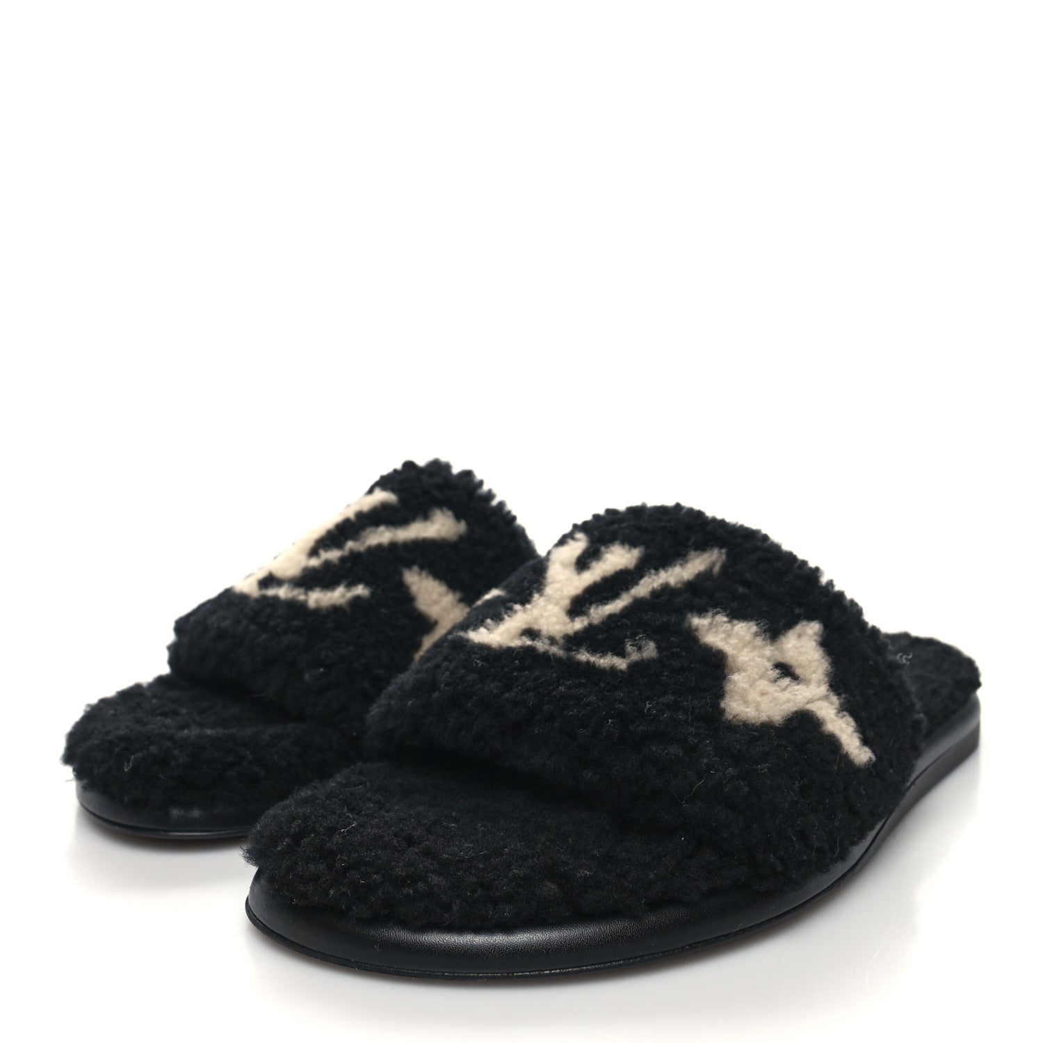Louis Vuitton Shearling Magnetic Flat Mule 37 Black 3 of 8