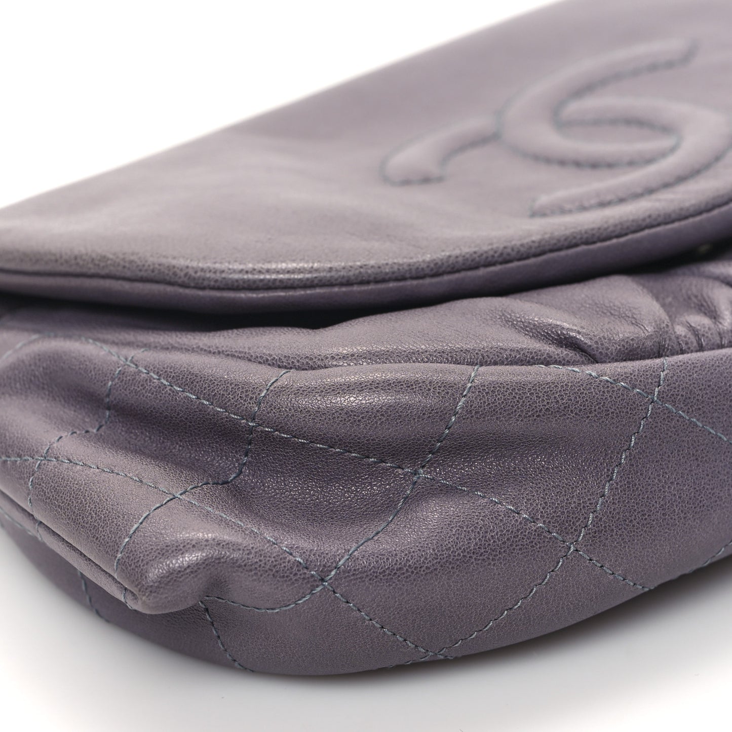 Lambskin Half Moon Wallet on Chain WOC Light Grey