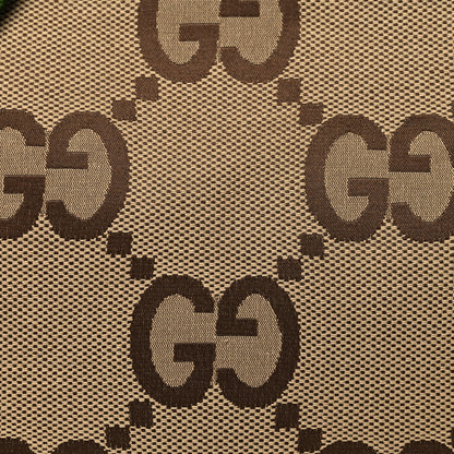 Gucci Monogram Jumbo GG Textured Dollar Calfskin Web Wristlet Messenger Bag Camel Ebony New Acero 8 of 11