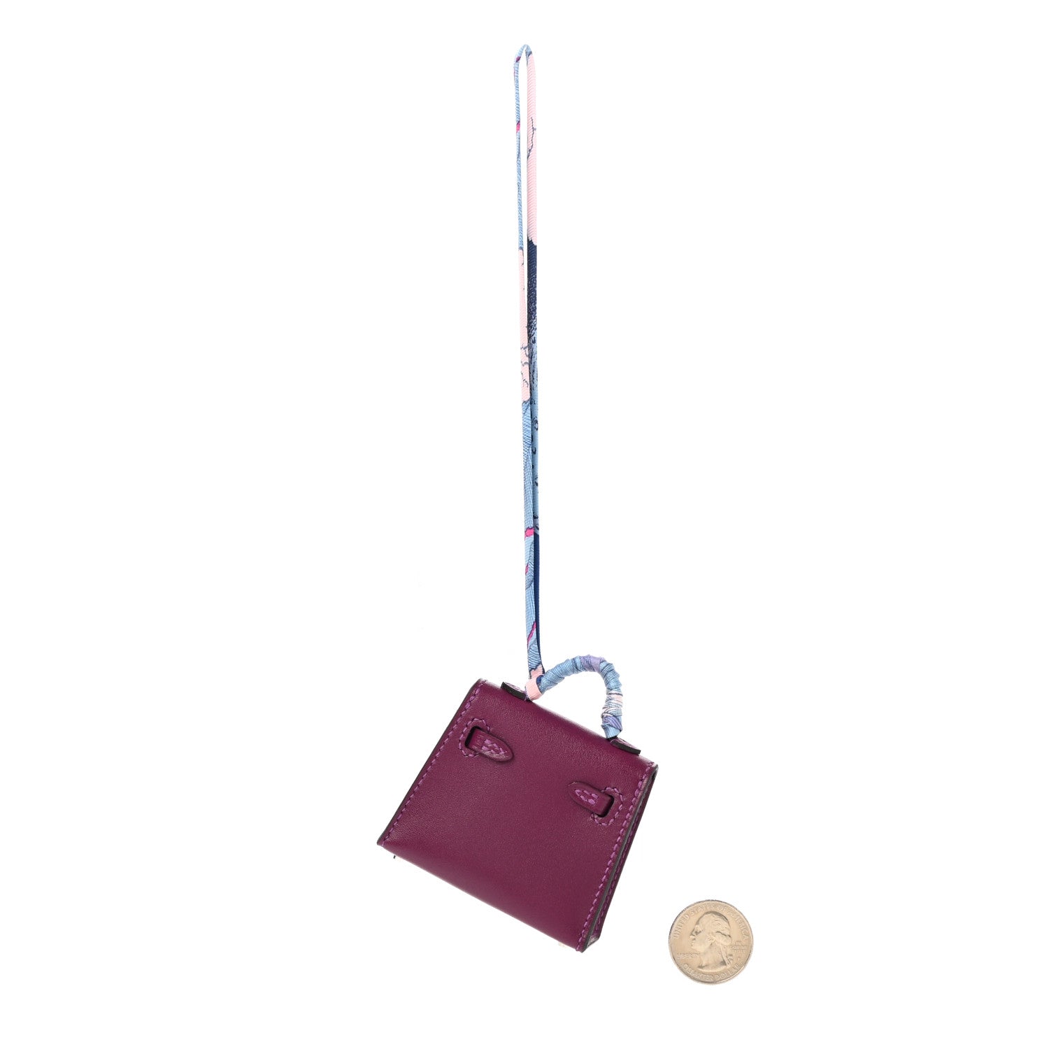 Hermes Tadelakt Mini Kelly Twilly Bag Charm Anemone 2 of 5