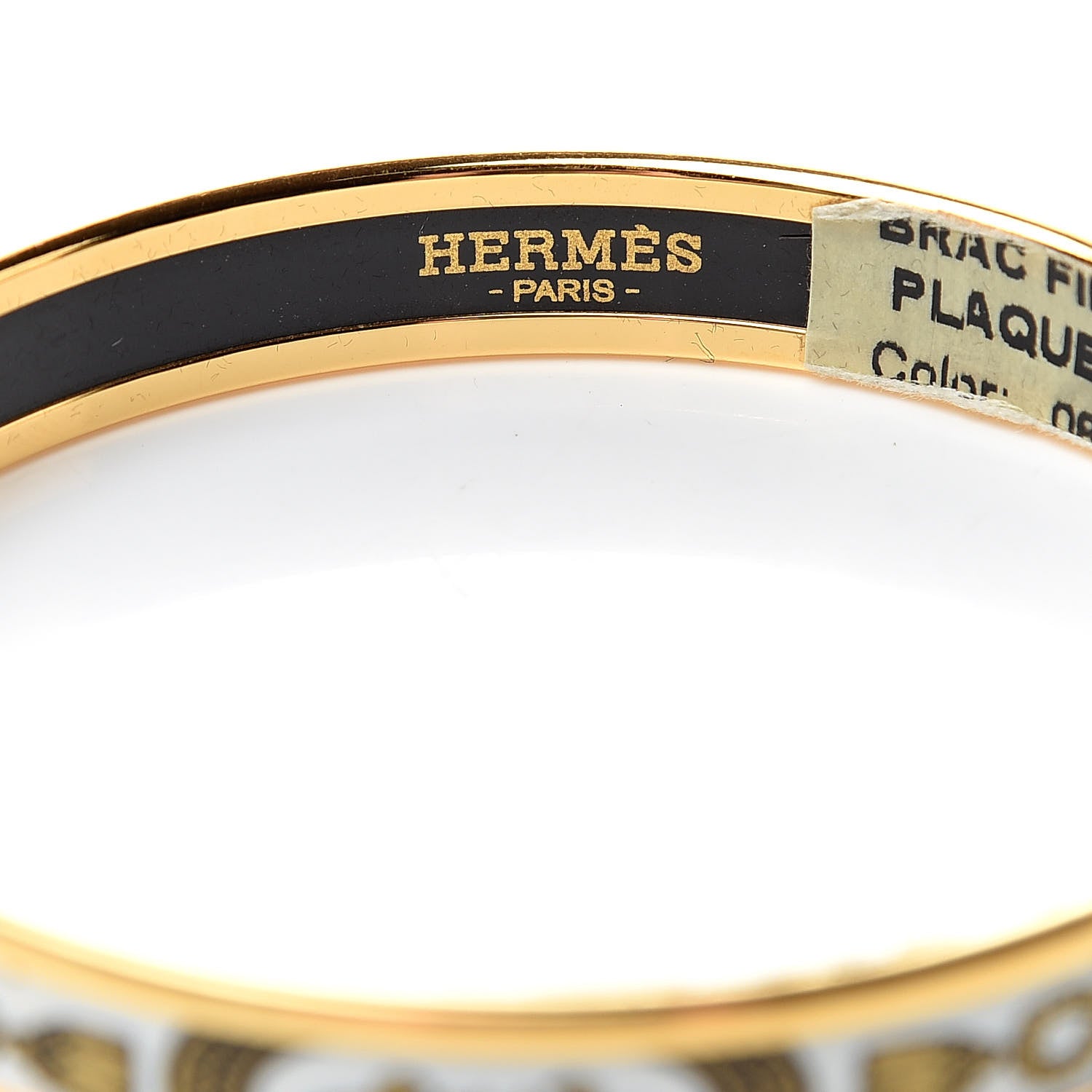 Hermes Enamel Printed Grand Apparat Narrow Bracelet 65 White 4 of 5