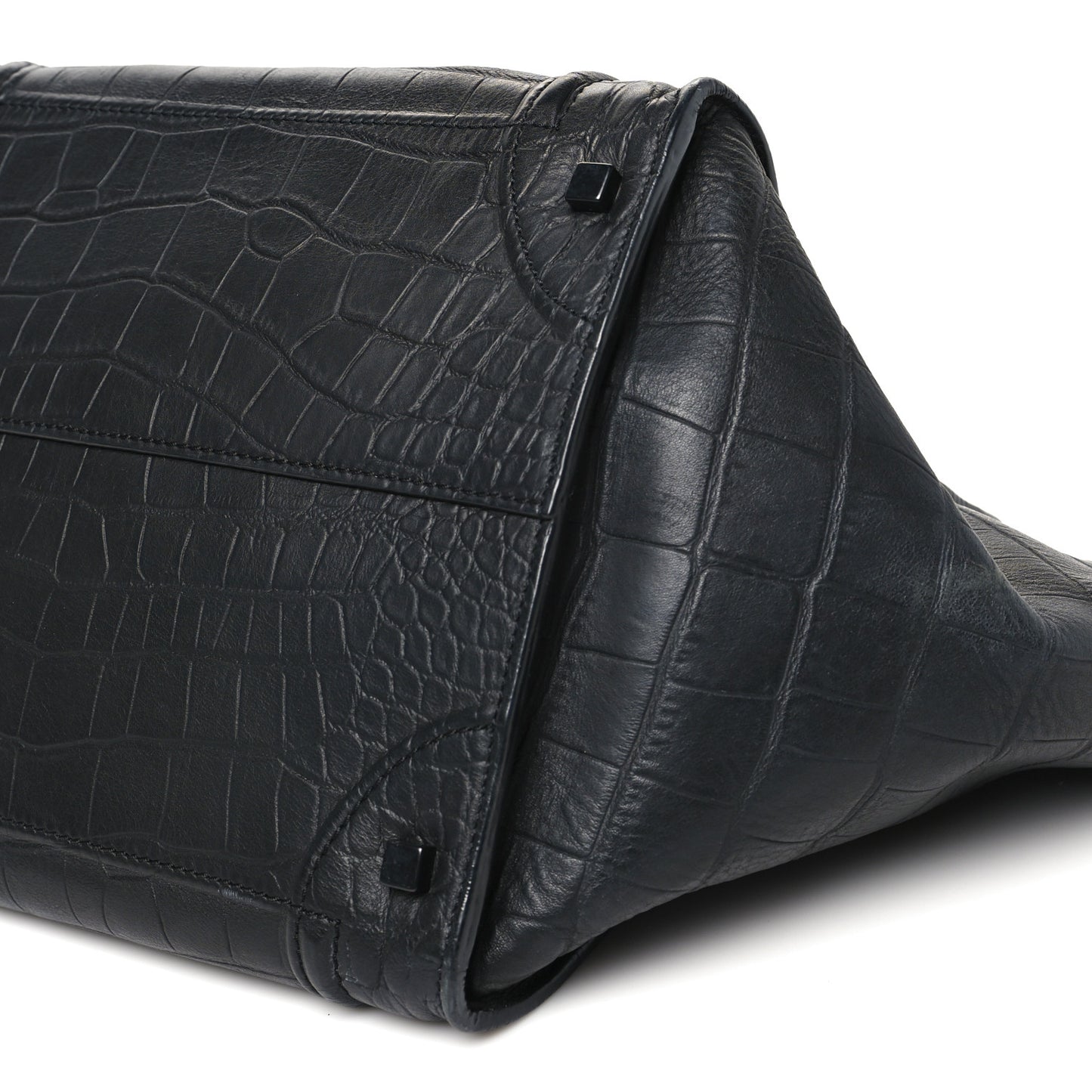 Crocodile Embossed Calfskin Medium Phantom Luggage Black