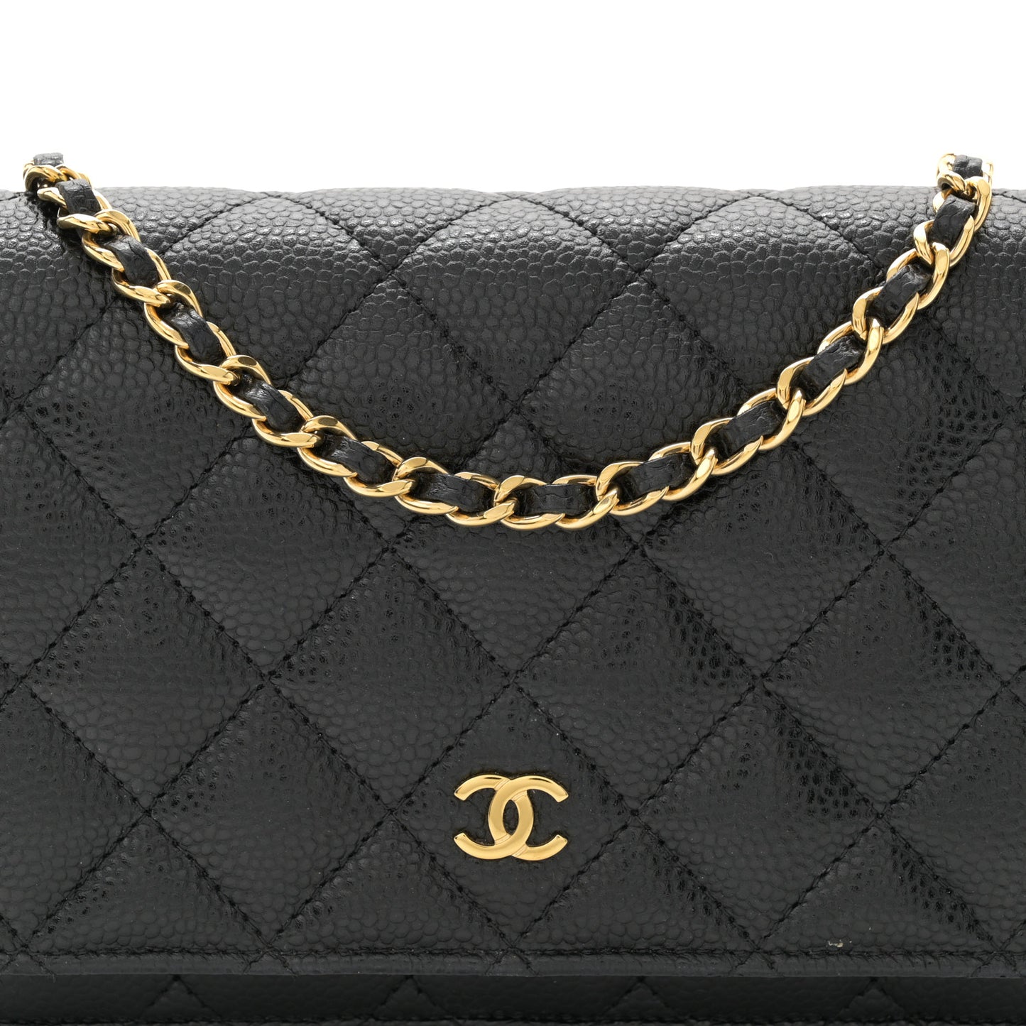 Caviar Quilted Wallet on Chain WOC Black