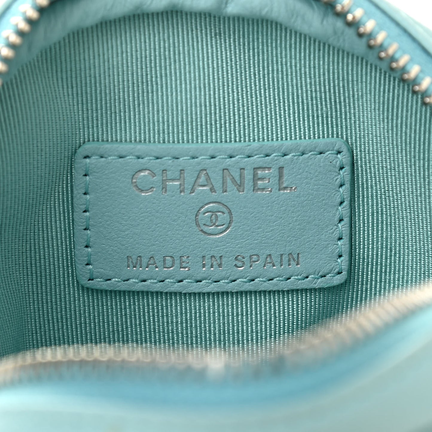 Lambskin Quilted Zip Around Classic Coin Purse Light Blue
