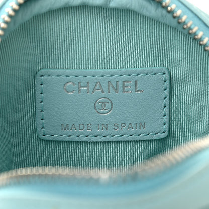Chanel Lambskin Quilted Zip Around Classic Coin Purse Light Blue 6 of 9