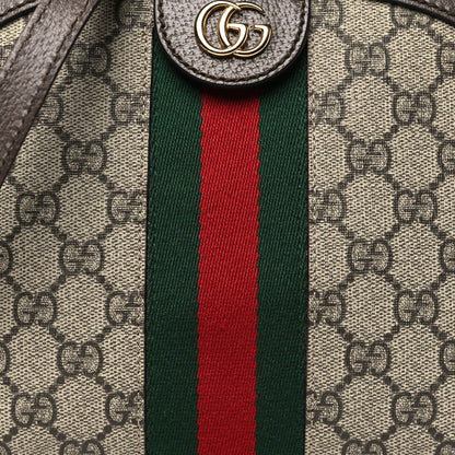 Gucci GG Supreme Monogram Textured Dollar Calfskin Web Small Ophidia Dome Shoulder Bag Beige Ebony New Acero 8 of 10