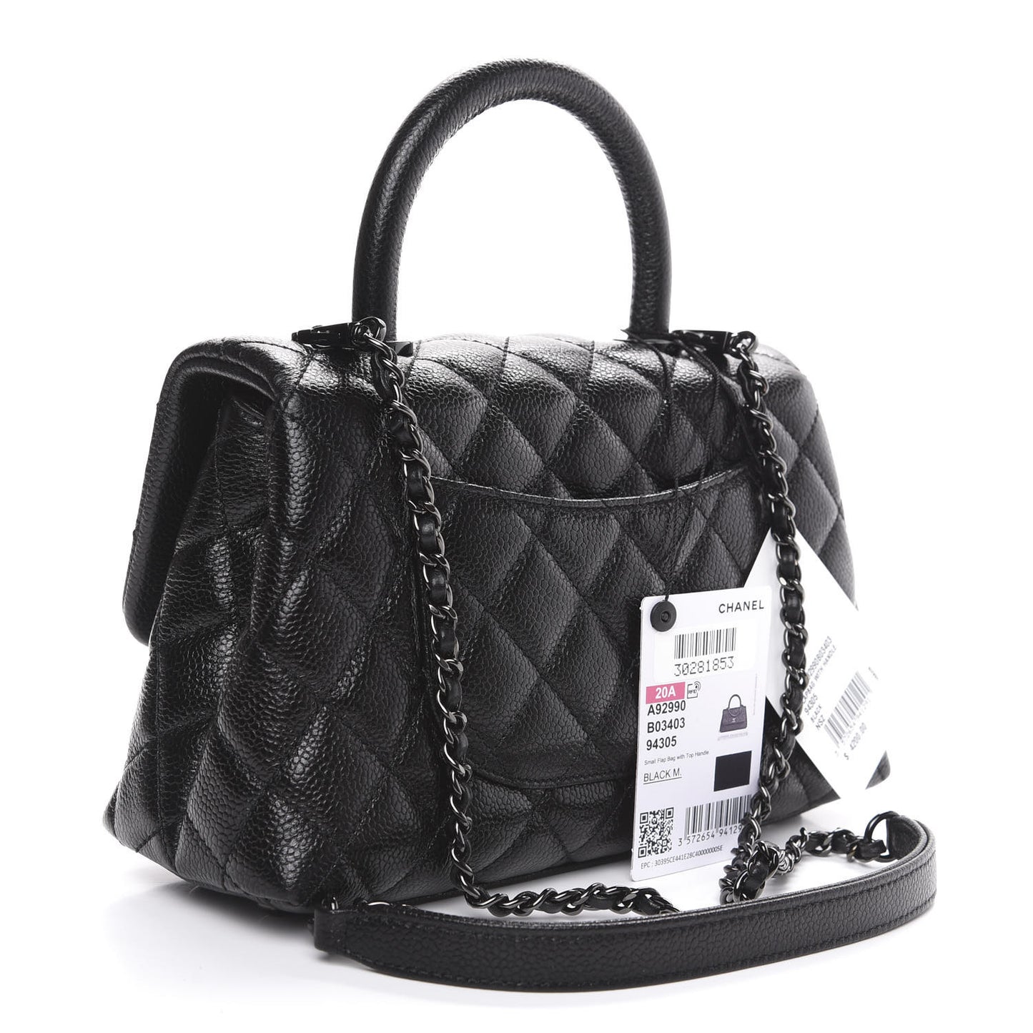 Caviar Quilted Mini Coco Handle Flap So Black