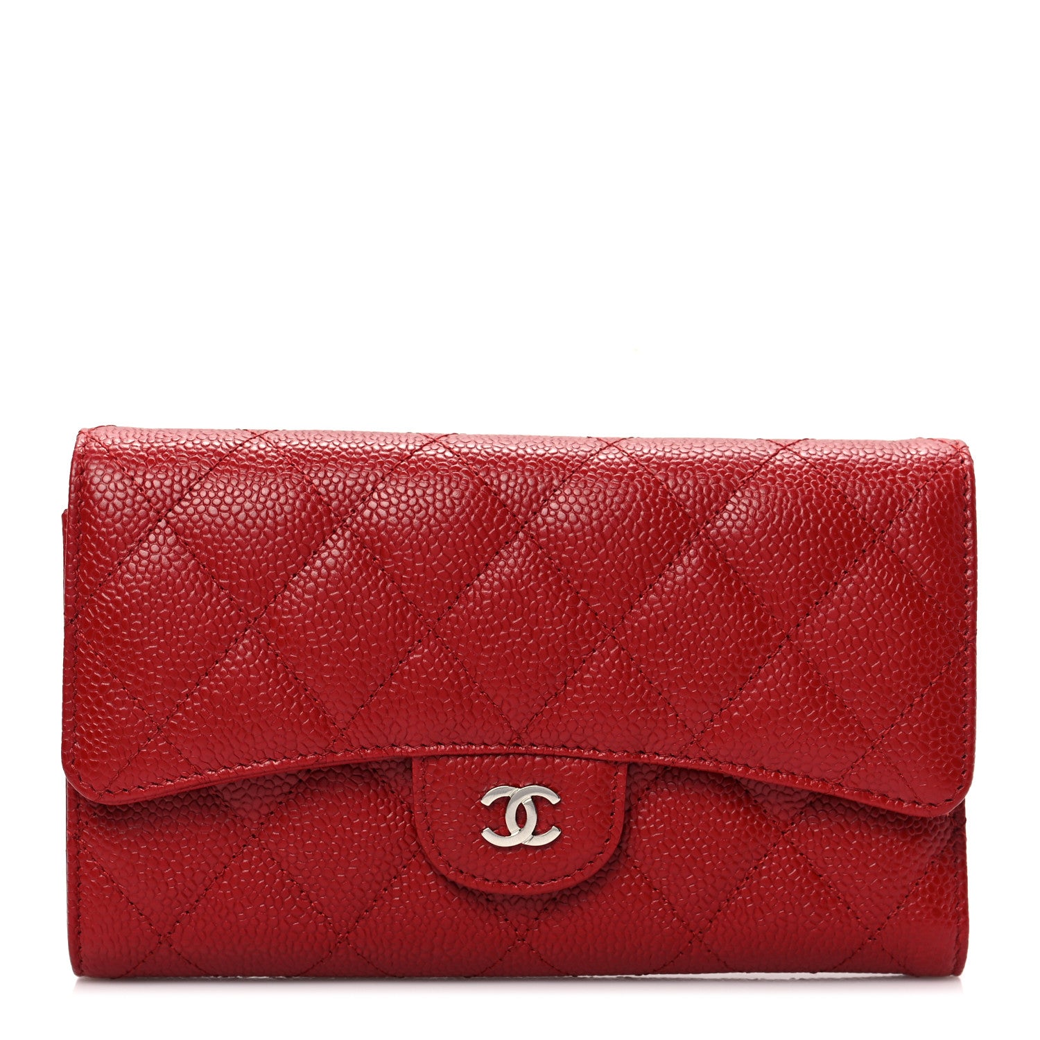Chanel Caviar Quilted Long Flap Wallet Red 1 of 6