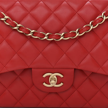 Chanel Lambskin Quilted Jumbo Double Flap Red 8 of 11