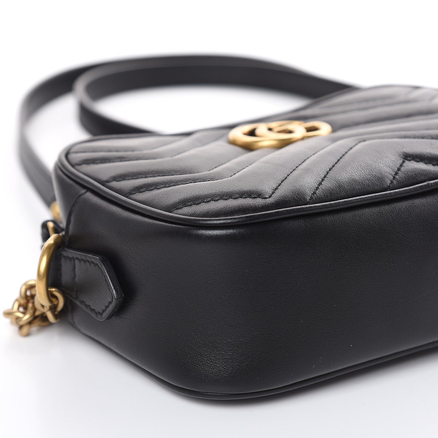 Calfskin Matelasse Mini GG Marmont Chain Shoulder Bag Black
