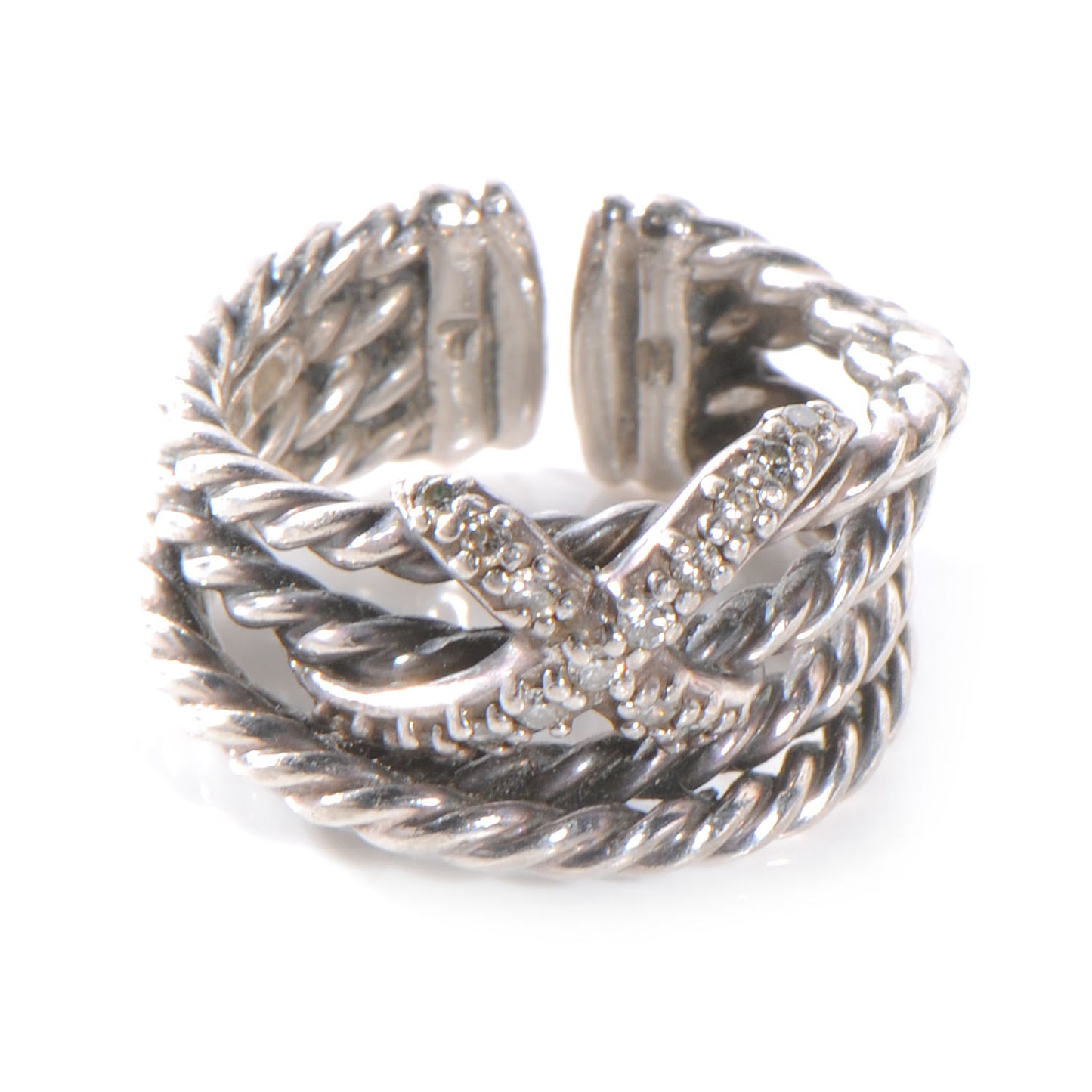 Sterling Silver Diamond X Crossover Ring 6