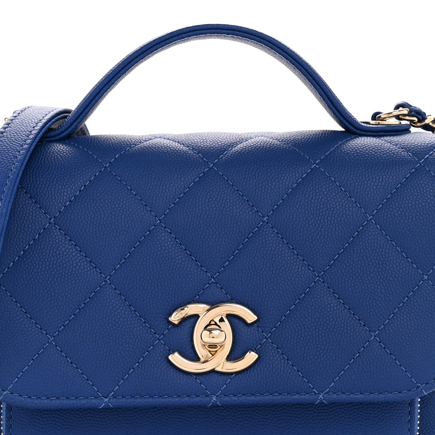 Caviar Quilted Small Business Affinity Flap Dark Blue