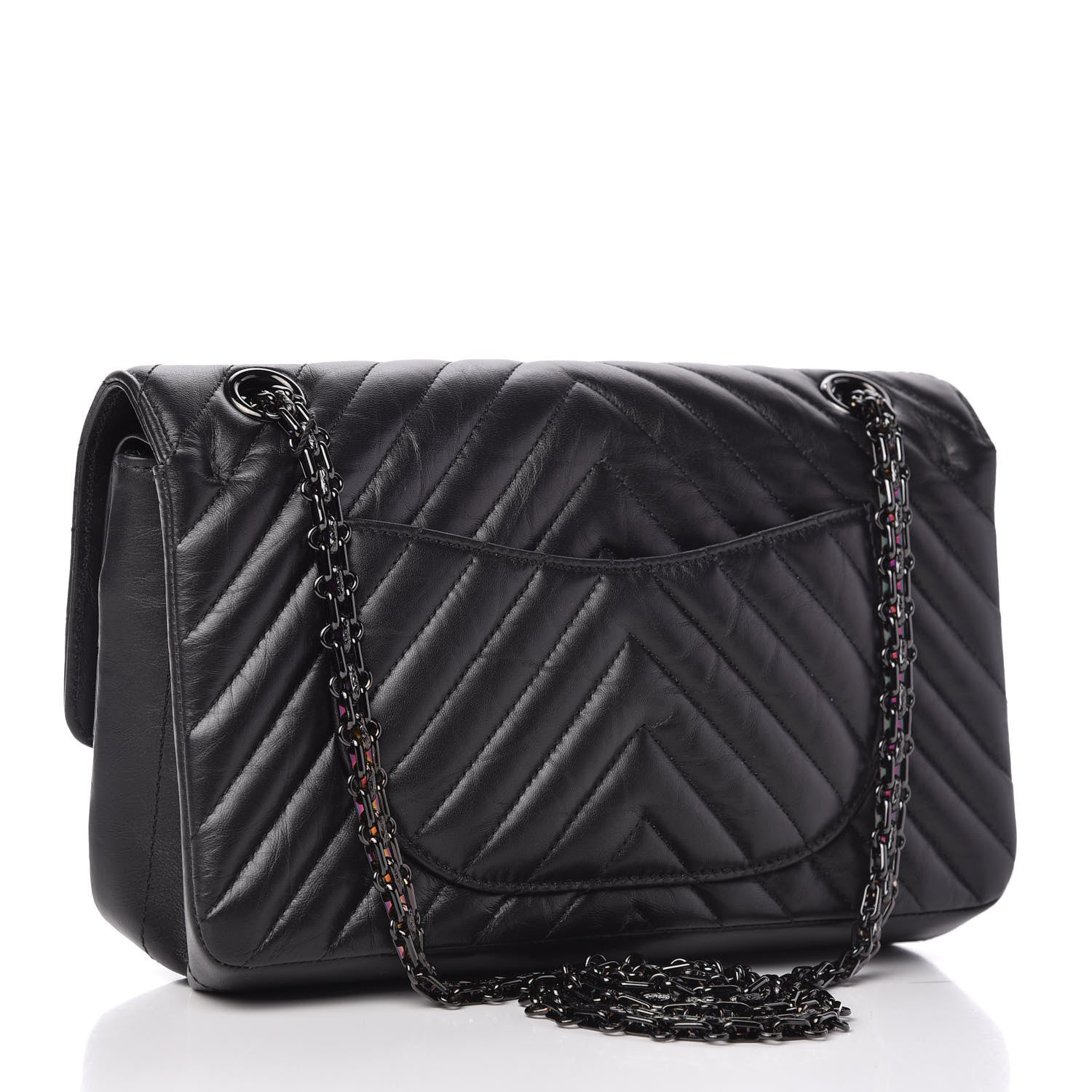 Chanel Aged Calfskin Chevron Quilted 2.55 Reissue 225 Flap So Black 3 of 10