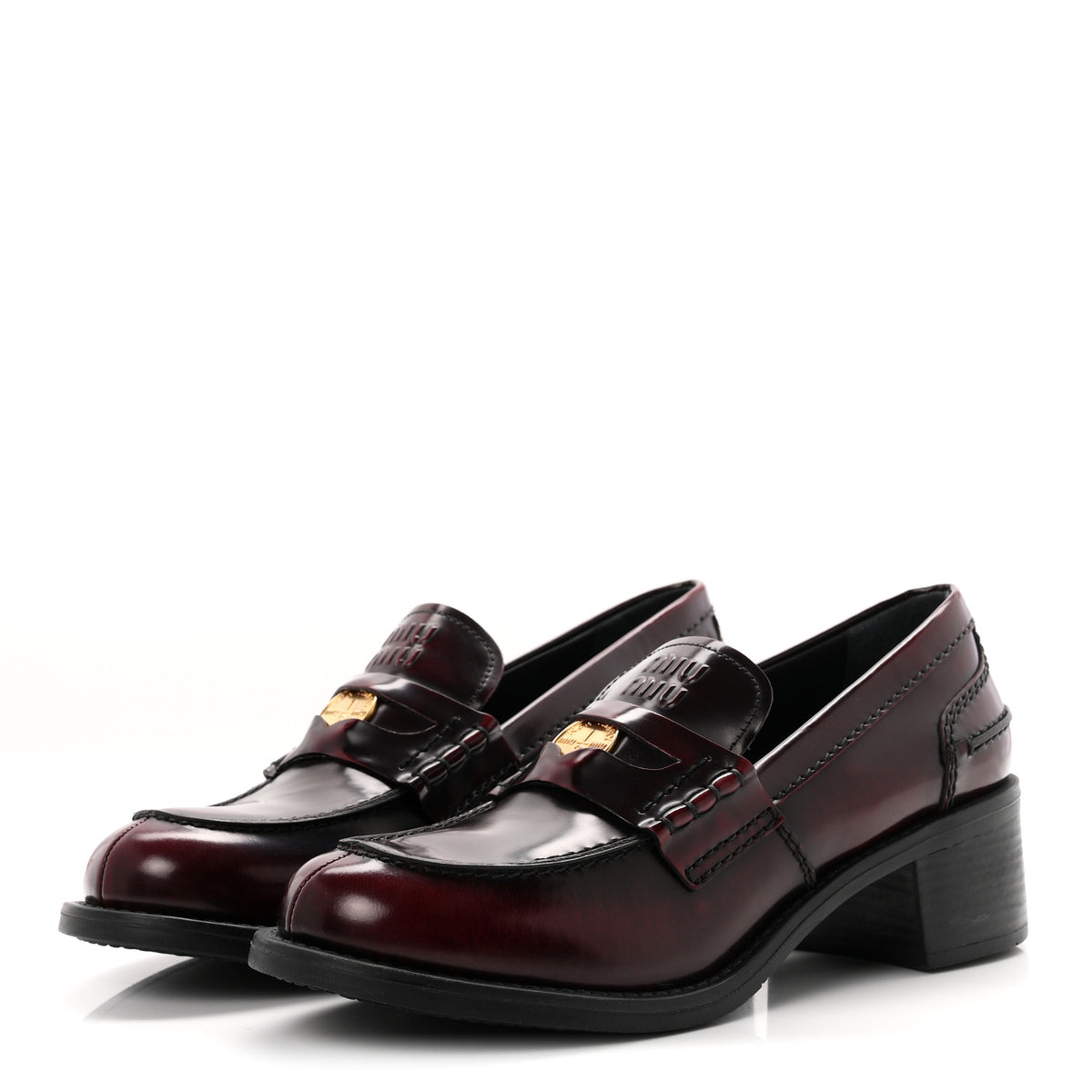 Miu Miu Spazzolato Fume Penny Platform Loafers 39 Porpora 4 of 10