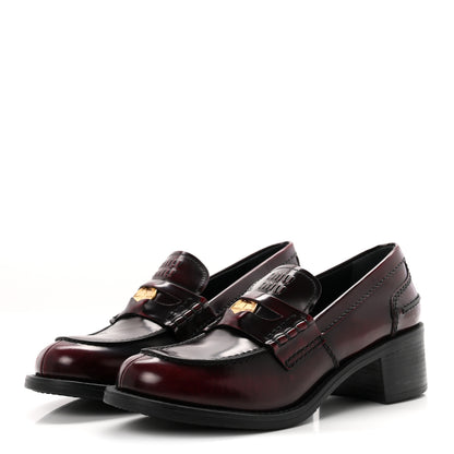 Miu Miu Spazzolato Fume Penny Platform Loafers 39 Porpora 4 of 10