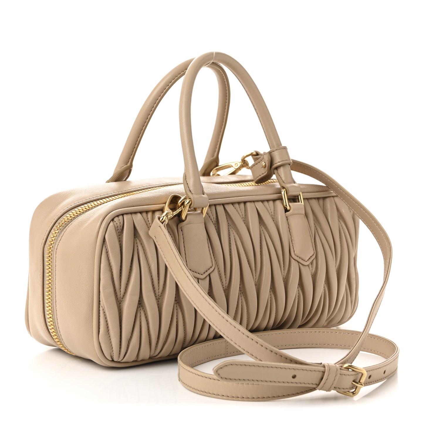 Nappa Matelasse Large Arcadie Top Handle Bag Sabbia