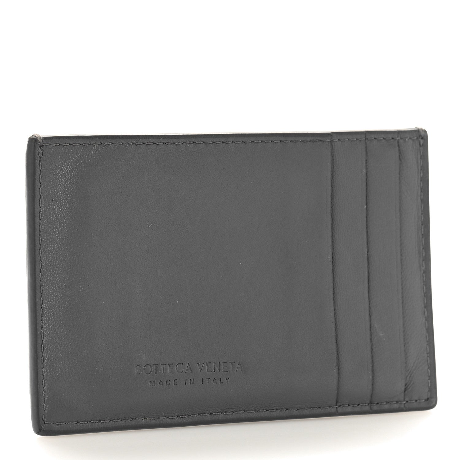 Bottega Veneta Nappa Intreccio Cassette Credit Card Holder Thunder 3 of 7