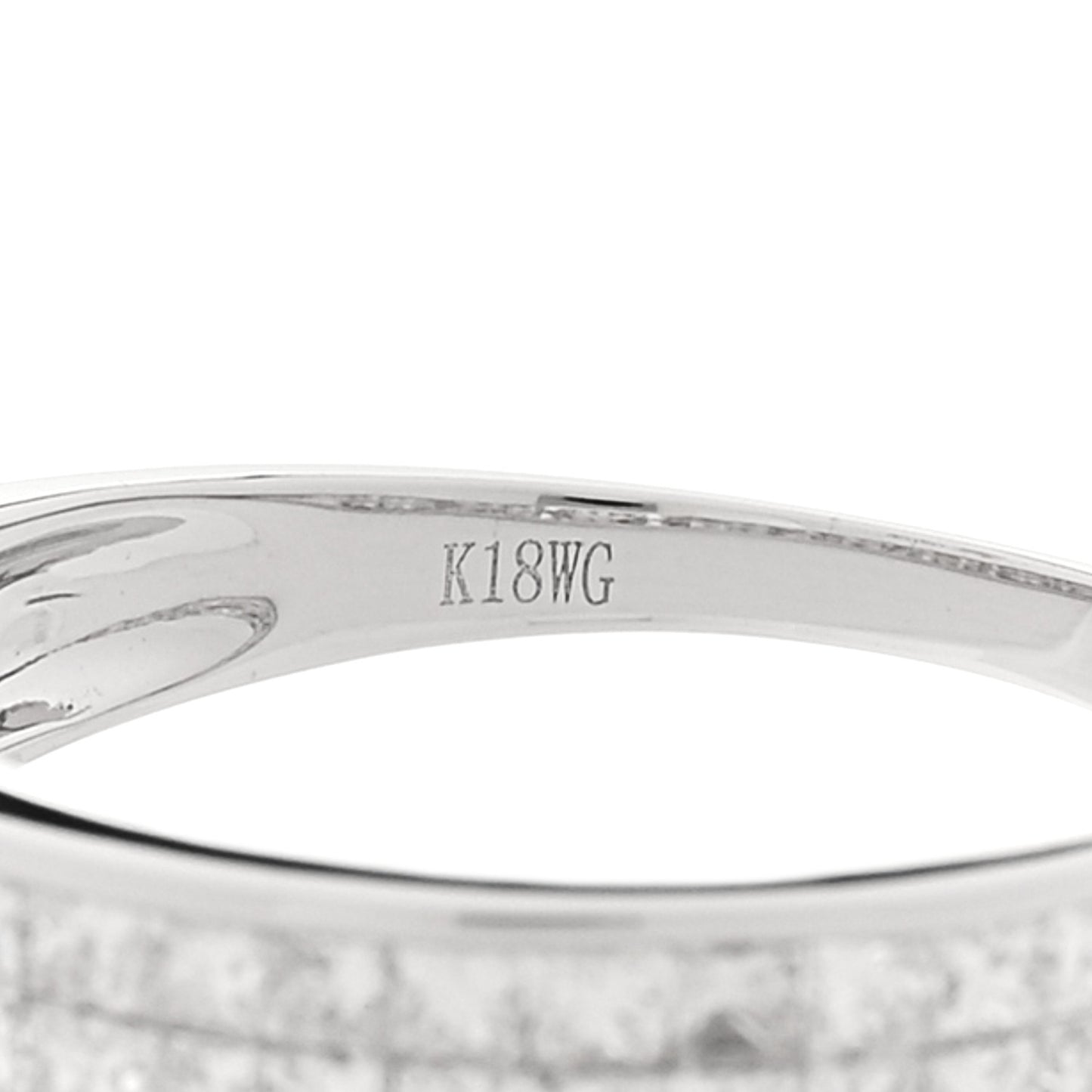 18K White Gold Diamond .80ctw Princess Cut Half Eternity Band Ring  52 6