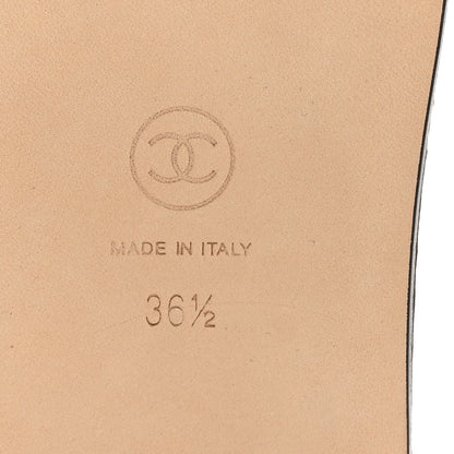 Chanel Shiny Lambskin Quilted Chain CC Sandals 36.5 Black 7 of 10