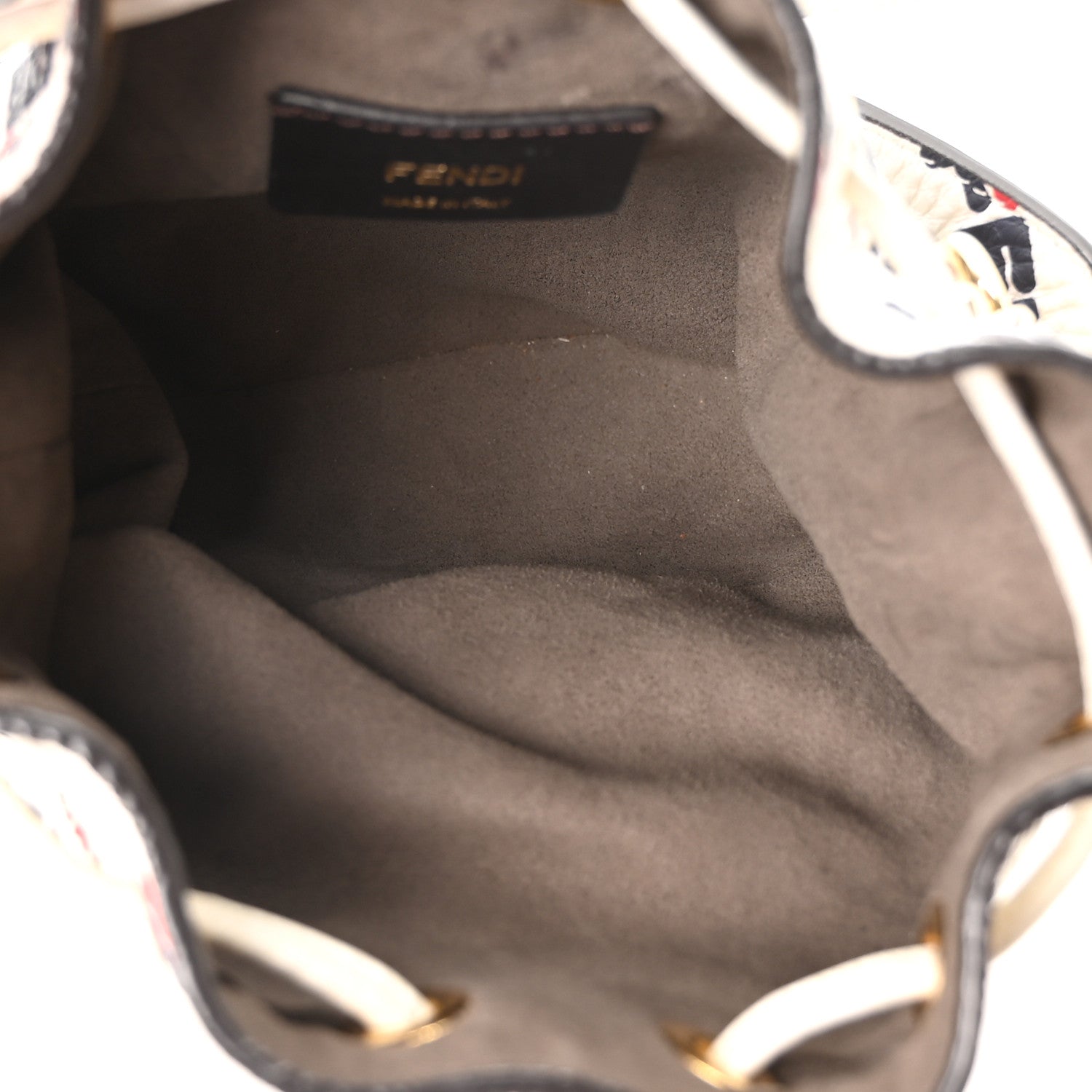 Fendi X FILA Vitello F is Fendi Mania Mini Mon Tresor Bucket Bag White 5 of 10