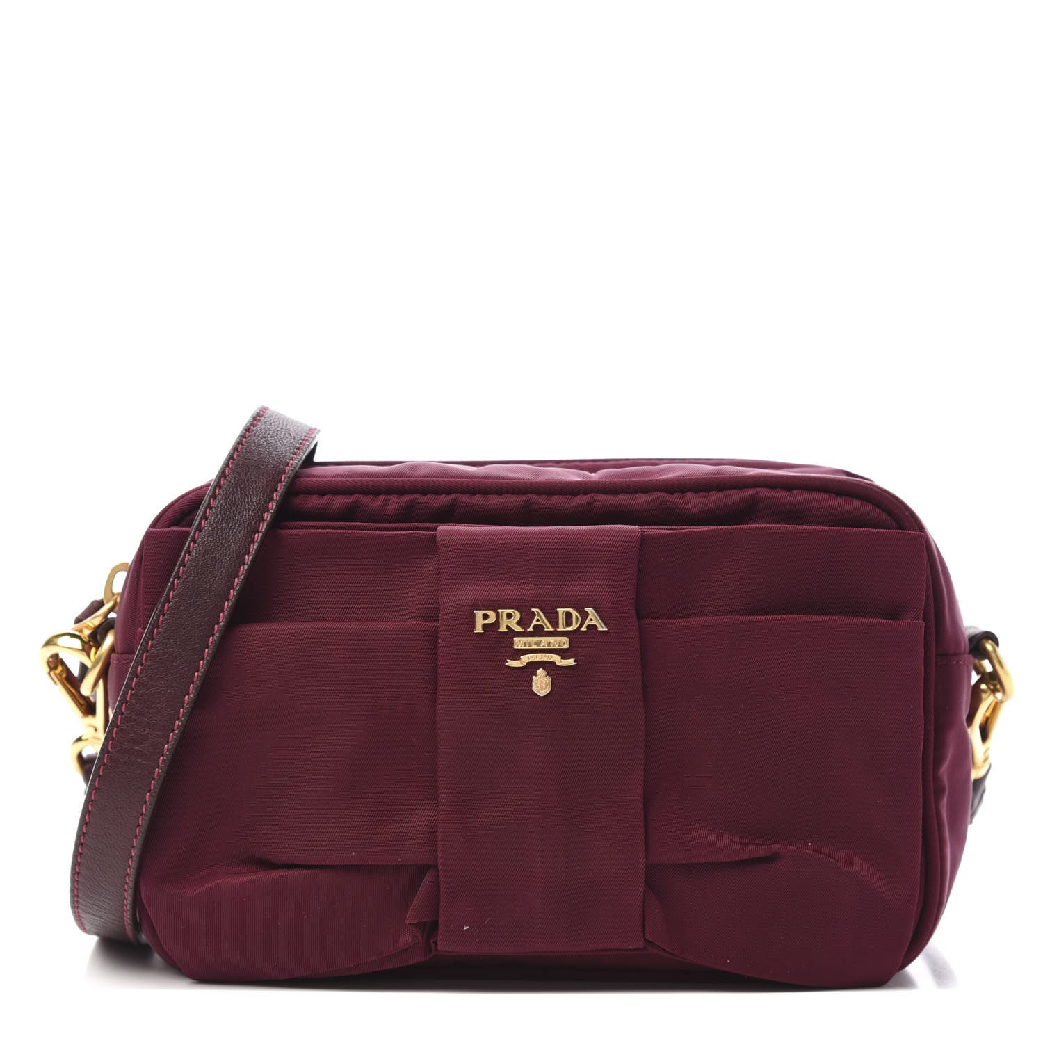 Prada Tessuto Nylon Bow Camera Bag Bordeaux 1 of 10