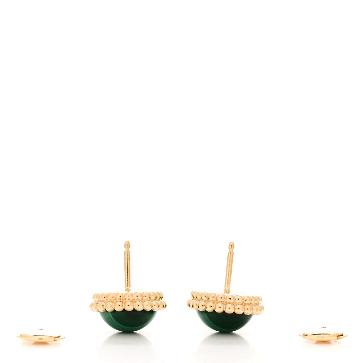 18K Yellow Gold Malachite Perlee Couleurs Earrings