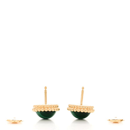 Van Cleef & Arpels 18K Yellow Gold Malachite Perlee Couleurs Earrings 3 of 5