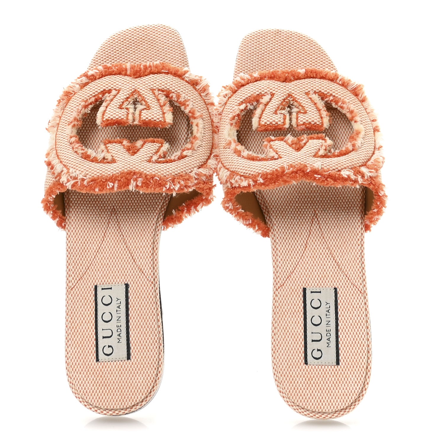 Gucci Canvas Interlocking G Bicolor Mountain Slide Sandals 35.5 Orange Natural 2 of 7