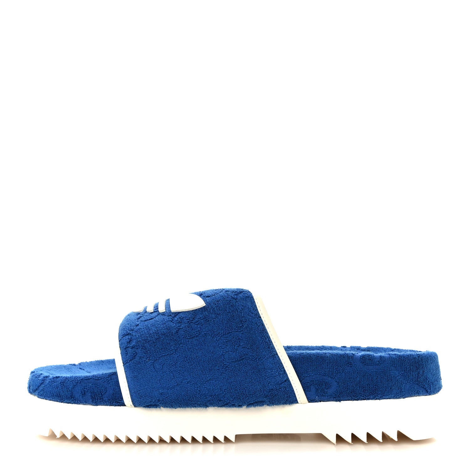 Gucci X ADIDAS Terry Cloth GG Monogram Mens Platform Sandals 11 Oriental Blue Mystic White 1 of 10
