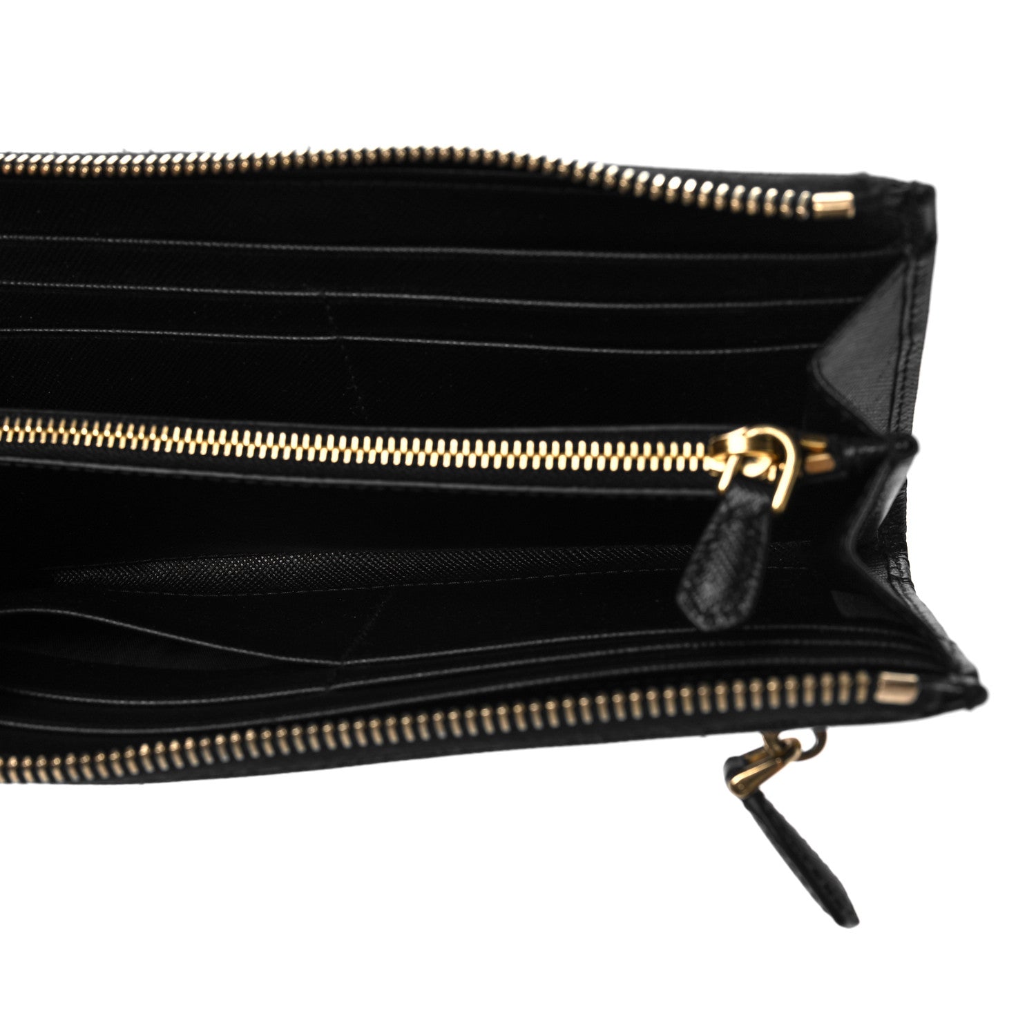 Prada Saffiano Zip Around Wallet Black 5 of 9
