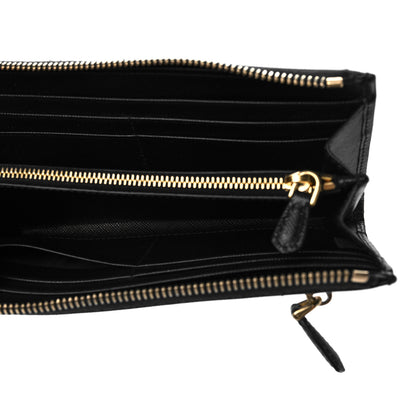 Prada Saffiano Zip Around Wallet Black 5 of 9