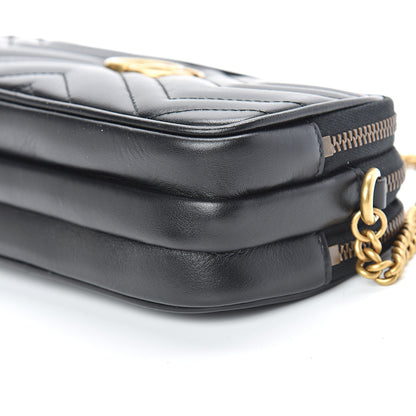 Gucci Calfskin Matelasse Mini GG Marmont Chain Crossbody Bag Black 12 of 13