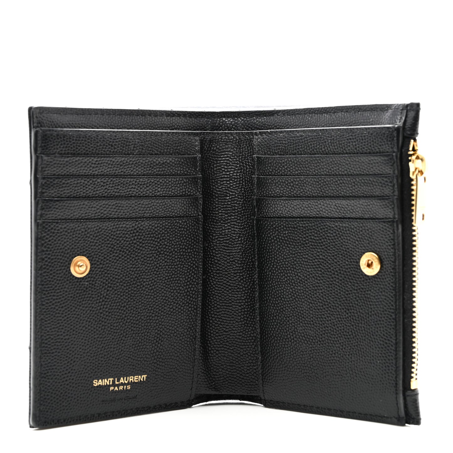 Grain De Poudre Matelasse Chevron Monogram Zipped Two-Part Wallet Black