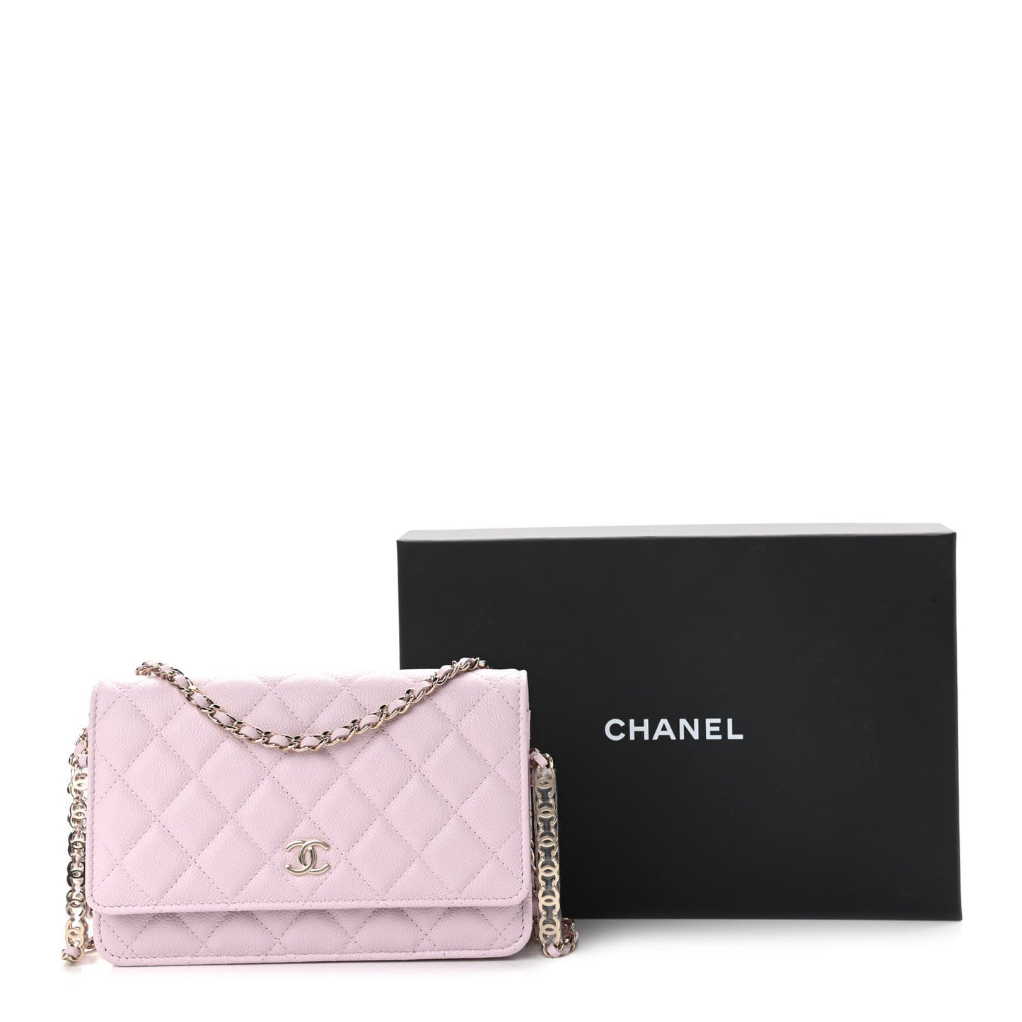 Caviar Quilted Tiny CC Wallet On Chain WOC Light Pink