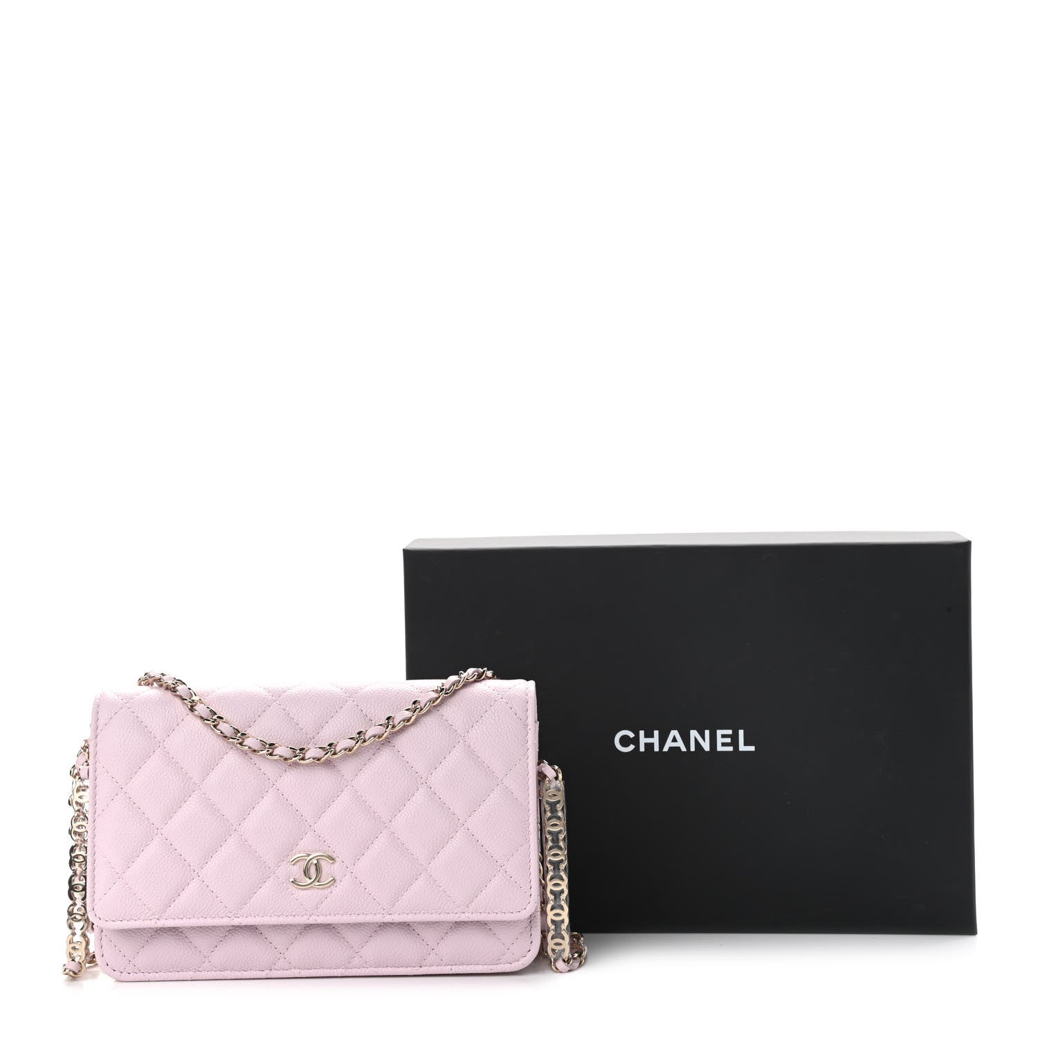 Chanel Caviar Quilted Tiny CC Wallet On Chain WOC Light Pink 11 of 11